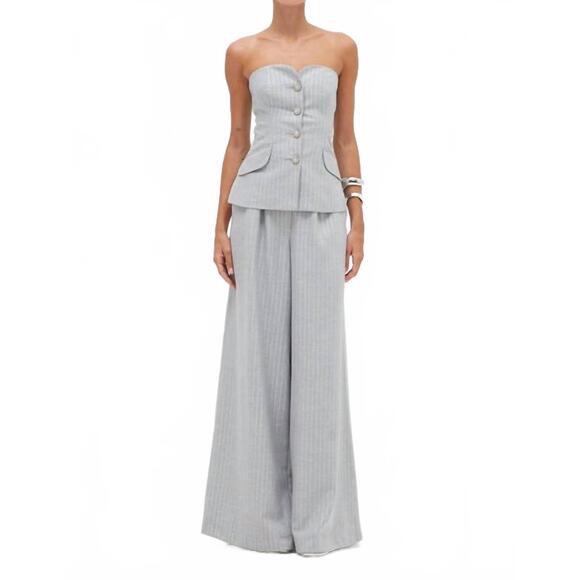 NEW PATBO metallic pinstripe pant in grey multi - Picture 2 of 3